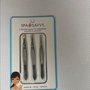 Savvy 3-Piece Tweezer Set with Gold Tips - Silver Handles